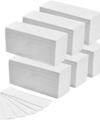 INBAGNO 6 pacchi di 150 asciugamani a mano usa e getta, cellulosa al 100%, 24 cm x 23 cm, z piega per distributore di carta
